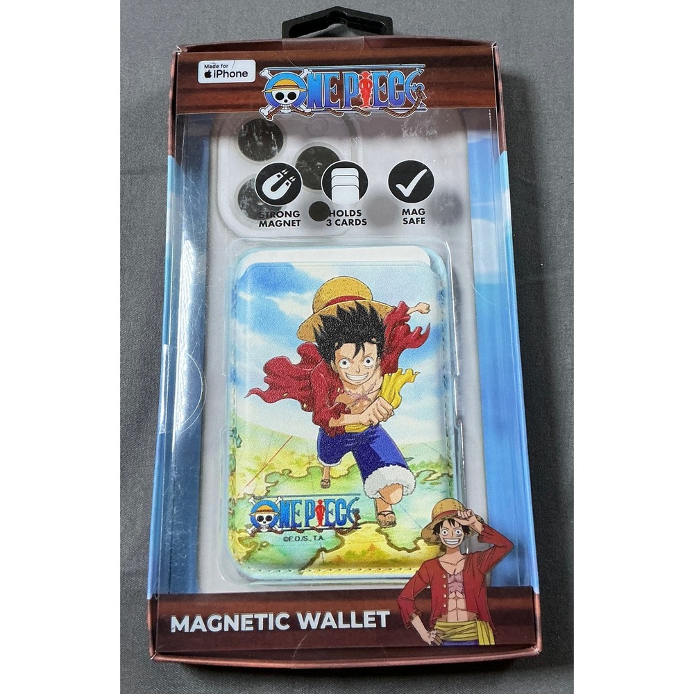 One Piece Luffy Magnetic MagSafe Wallet for iPhone CultureFly Holds 3 Cards NEW